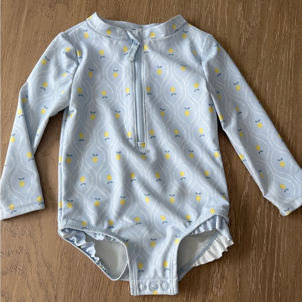 Carter's Blue Baby Swimsuit with Yellow Lemon Print - new without tags